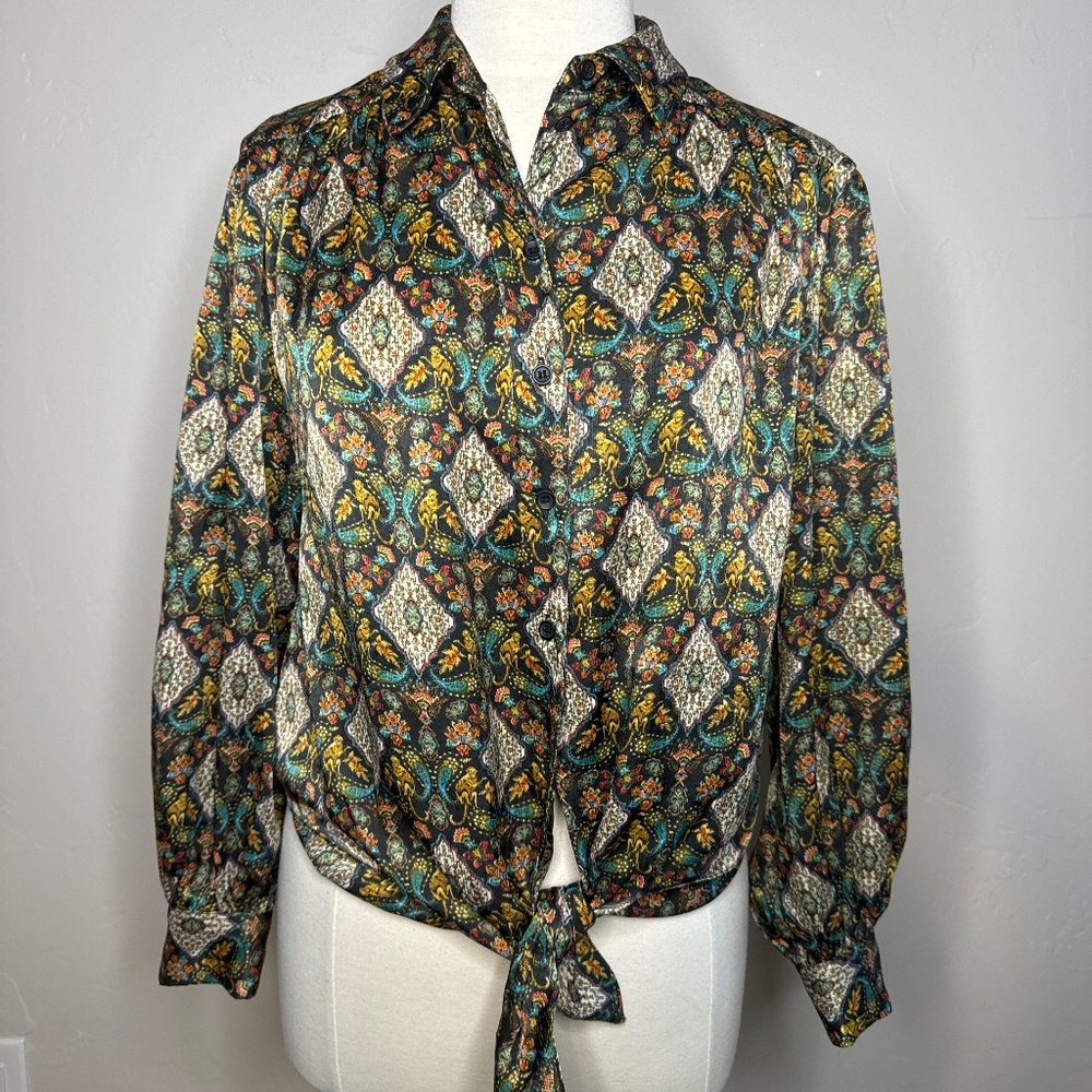 Topshop Long sleeve Monkey fabric Blouse Size 6